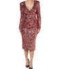 Dolce & Gabbana Pink Sequin Statement Nylon Midi V-Neck Dress