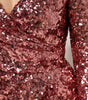 Dolce & Gabbana Pink Sequin Statement Nylon Midi V-Neck Dress