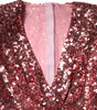 Dolce & Gabbana Pink Sequin Statement Nylon Midi V-Neck Dress