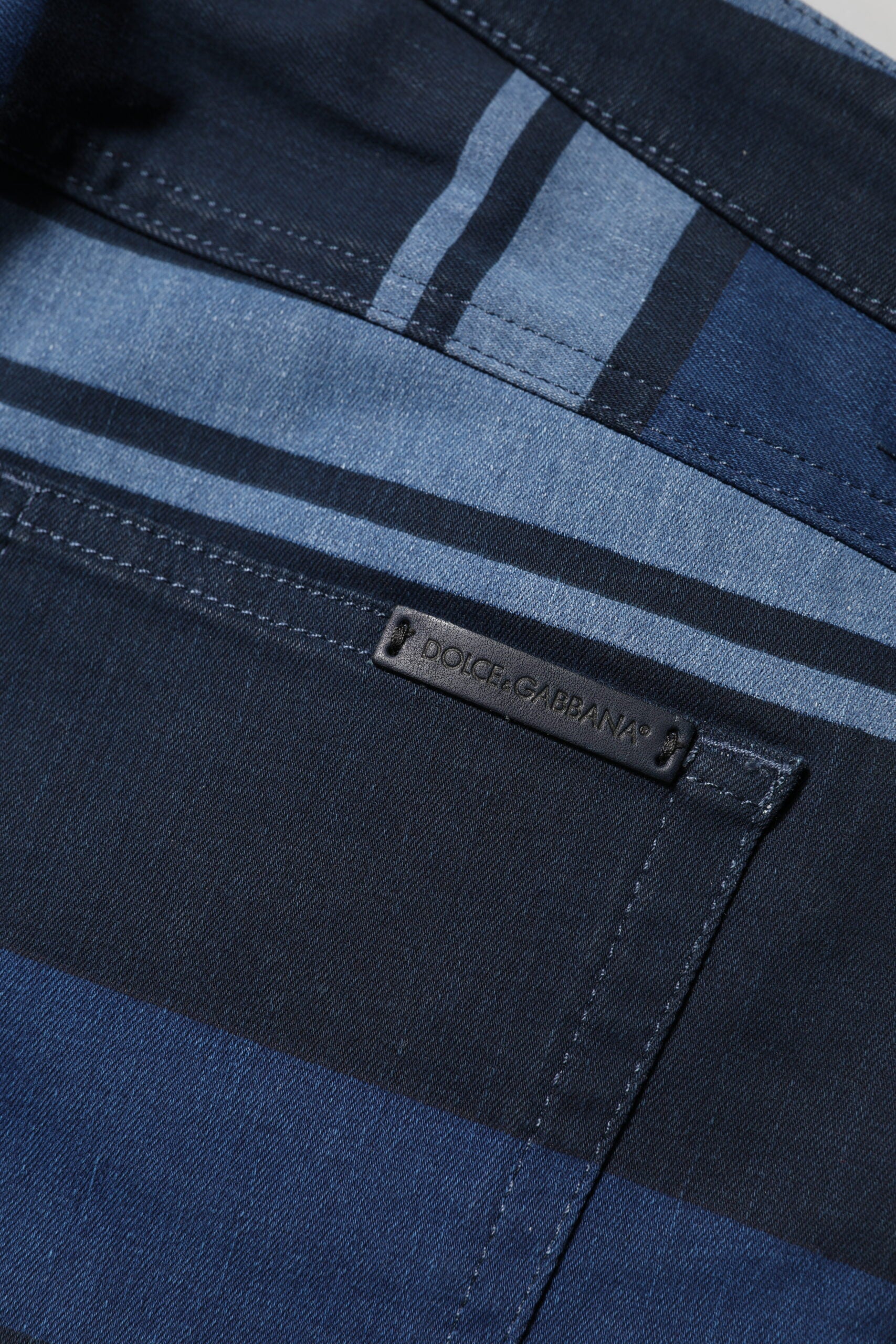 Dolce & Gabbana Blue Striped Cotton Stretch Denim Jeans