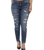 Dolce & Gabbana Blue Tattered Cotton Low Waist Denim Jeans