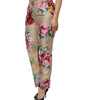 Dolce &amp; Gabbana Beige Floral Print Women High Waist Pants