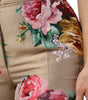 Dolce &amp; Gabbana Beige Floral Print Women High Waist Pants