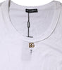 Dolce & Gabbana White Cotton Sleeveless Round Neck Tank Top
