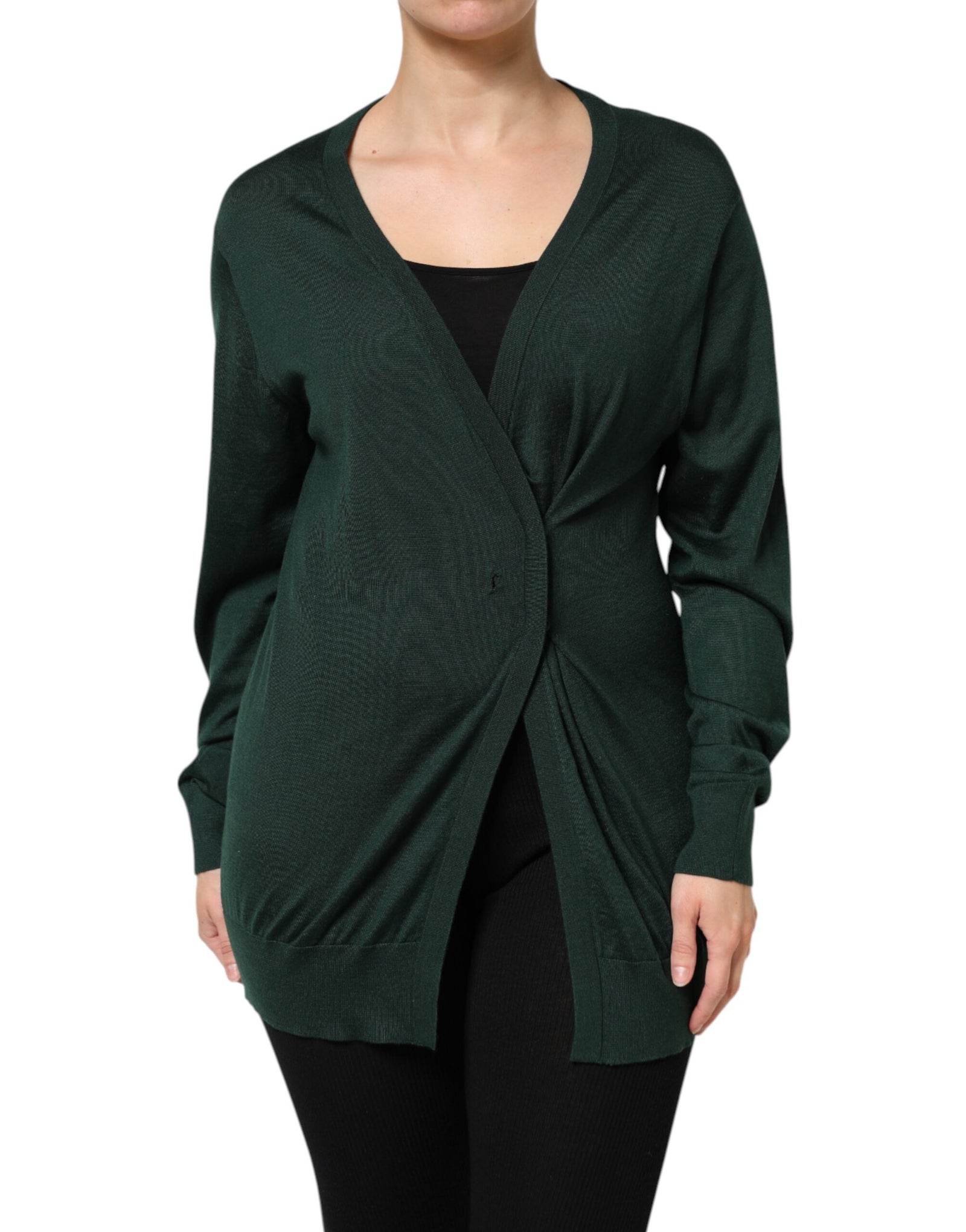 Dolce &amp; Gabbana Dark Green Cashmere Silk Cardigan Sweater