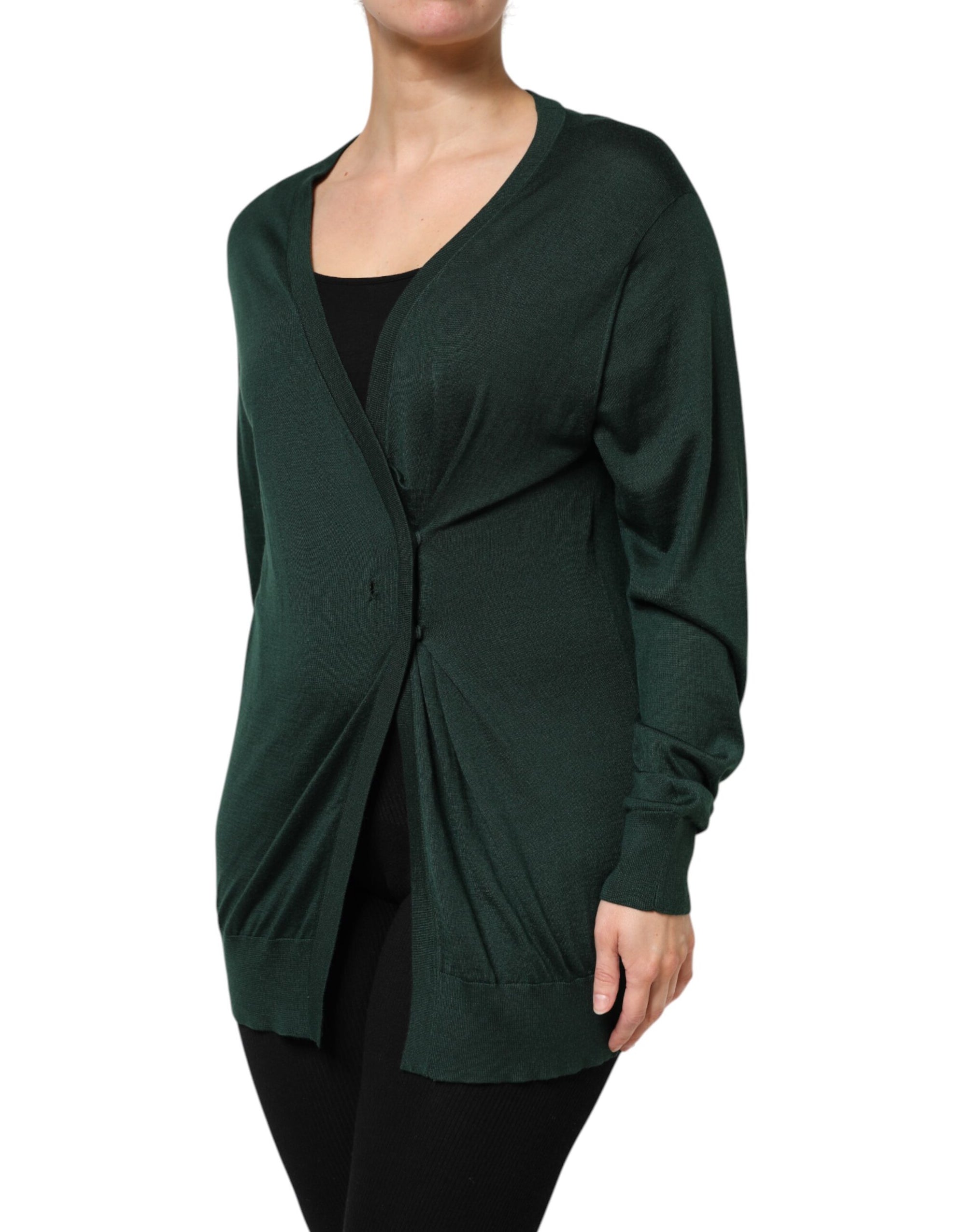 Dolce &amp; Gabbana Dark Green Cashmere Silk Cardigan Sweater