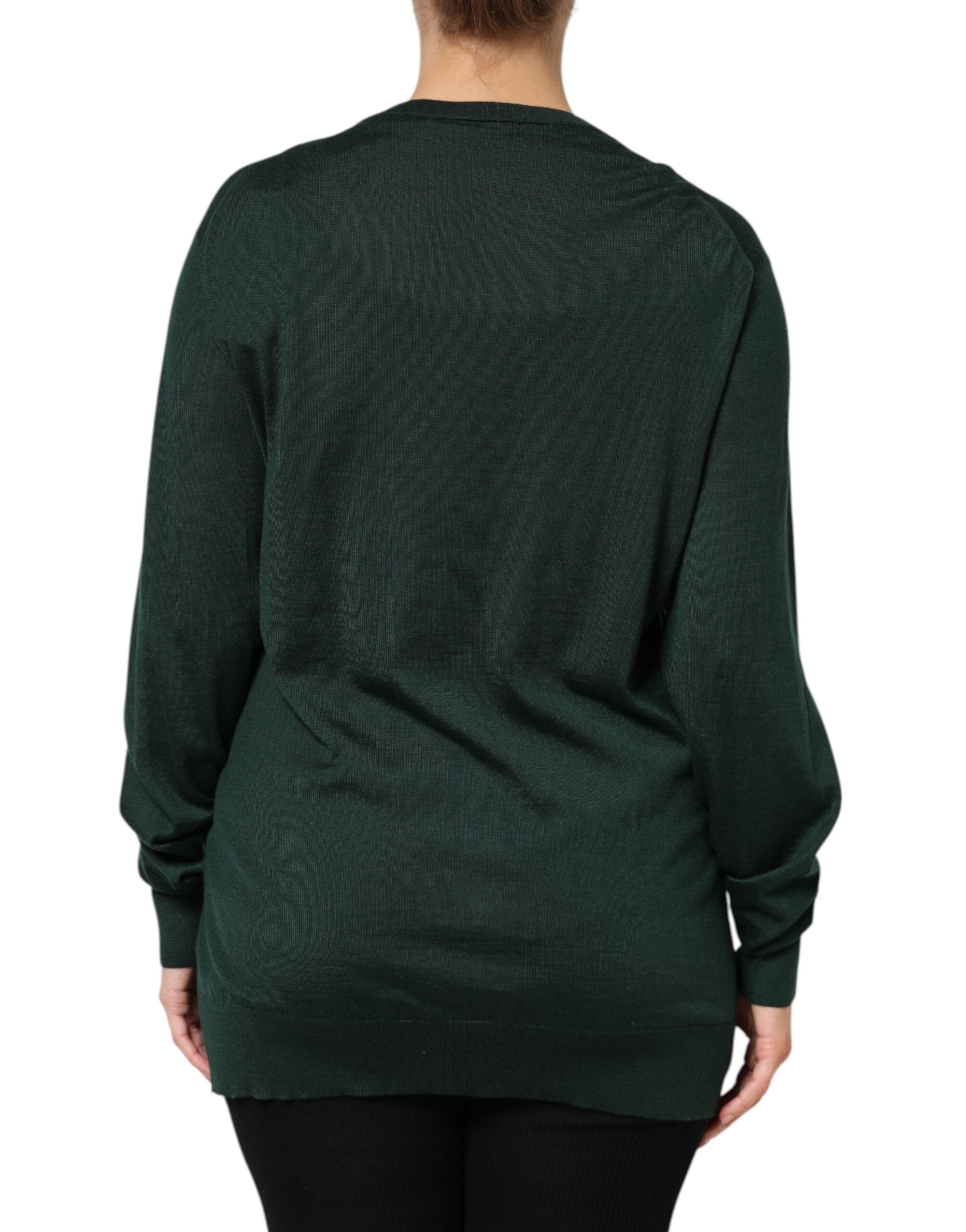 Dolce &amp; Gabbana Dark Green Cashmere Silk Cardigan Sweater