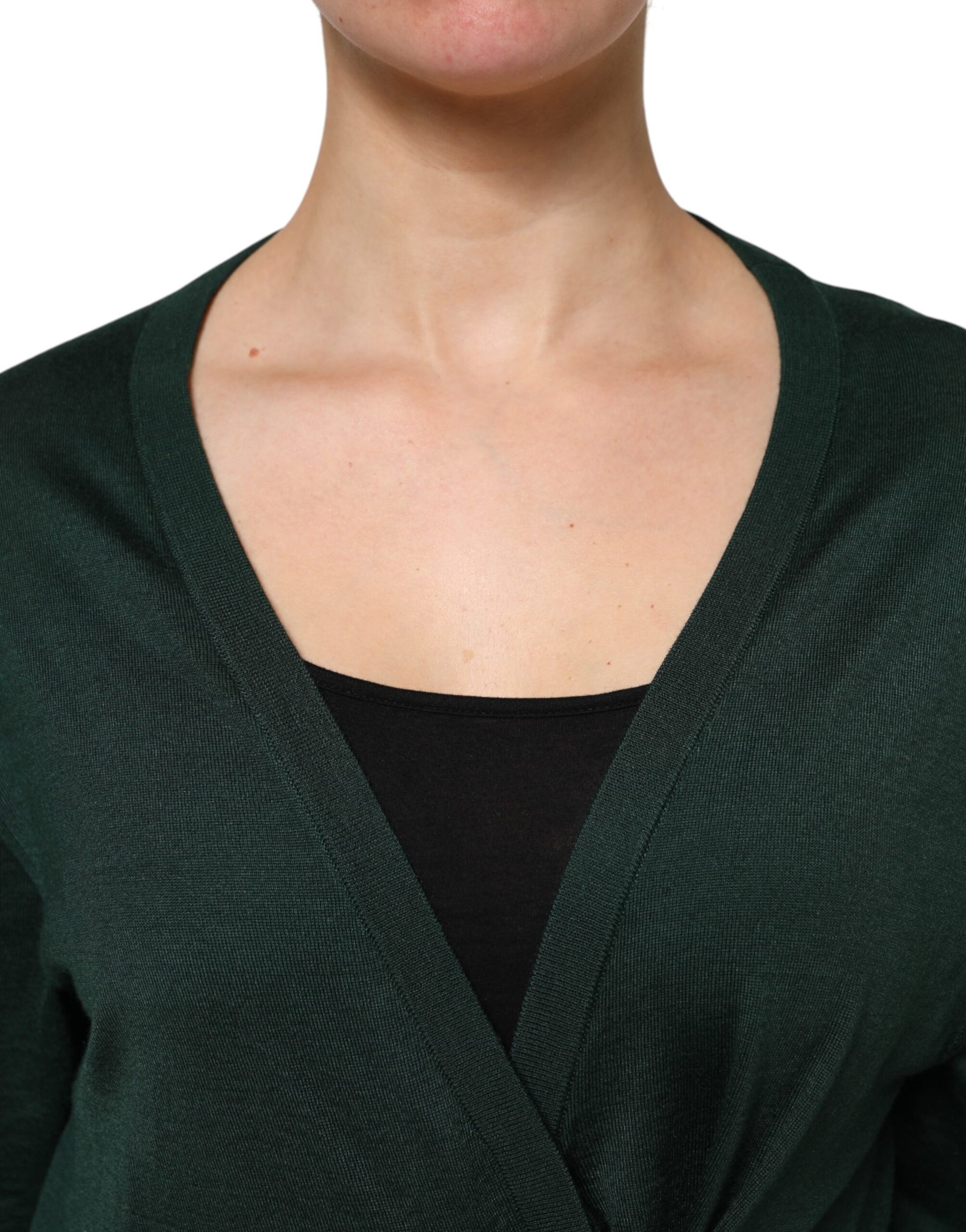 Dolce &amp; Gabbana Dark Green Cashmere Silk Cardigan Sweater