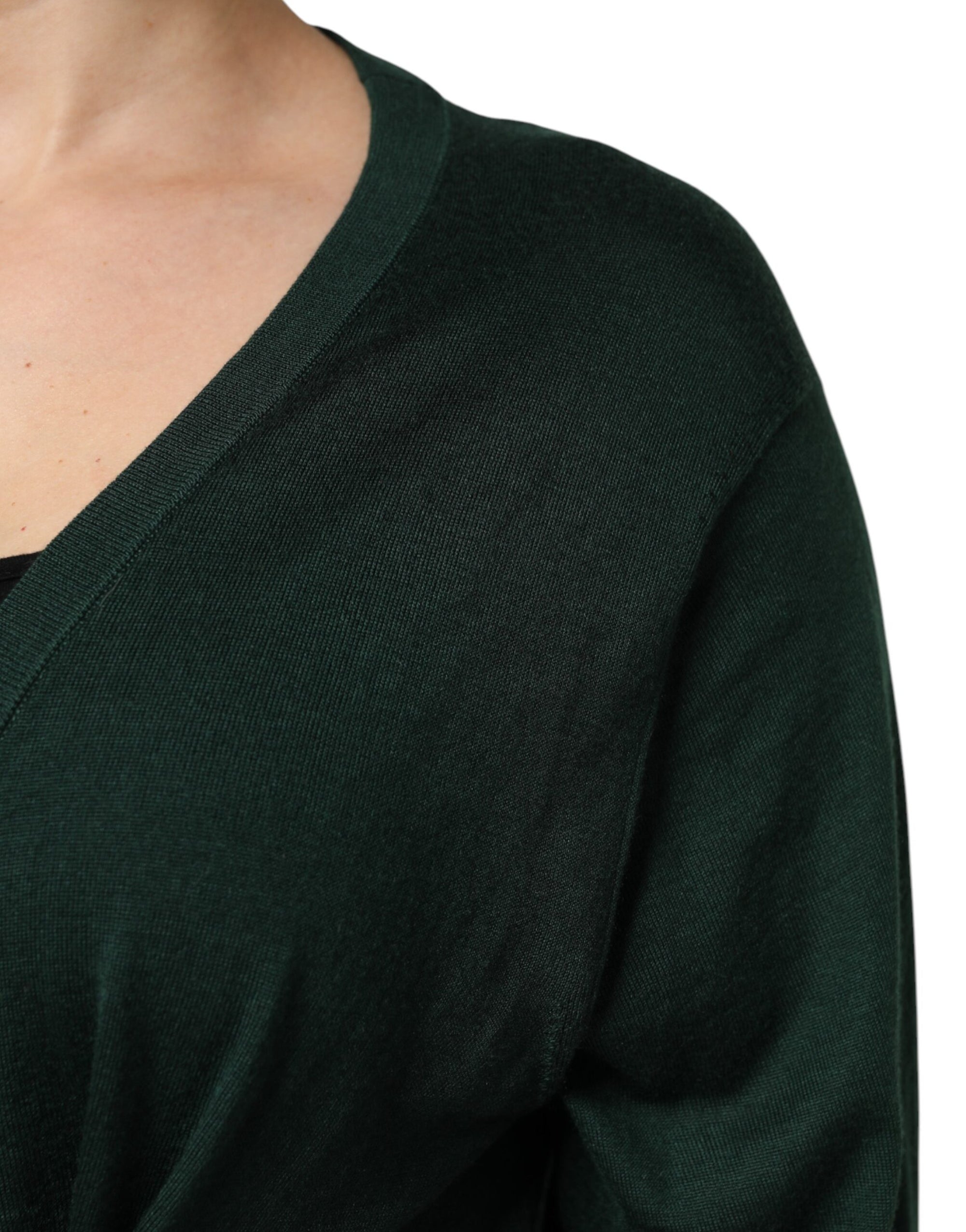 Dolce &amp; Gabbana Dark Green Cashmere Silk Cardigan Sweater