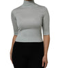 Dolce & Gabbana Light Green Silk Turtleneck 3/4 Sleeves Top