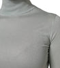 Dolce & Gabbana Light Green Silk Turtleneck 3/4 Sleeves Top