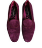 Dolce & Gabbana Purple Velvet Slip On Loafers Formal Shoes