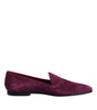 Dolce & Gabbana Purple Velvet Slip On Loafers Formal Shoes