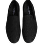 Dolce & Gabbana Black Jacquard Slip On Loafers Formal Shoes