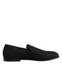 Dolce & Gabbana Black Jacquard Slip On Loafers Formal Shoes