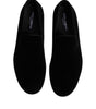 Dolce & Gabbana Black Velvet Slip On Loafers Formal Shoes
