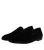 Dolce & Gabbana Black Velvet Slip On Loafers Formal Shoes