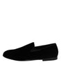 Dolce & Gabbana Black Velvet Slip On Loafers Formal Shoes