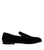 Dolce & Gabbana Black Velvet Slip On Loafers Formal Shoes
