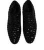Dolce & Gabbana Black Suede Strass Derby Formal Shoes