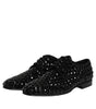 Dolce & Gabbana Black Suede Strass Derby Formal Shoes