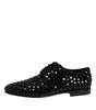 Dolce & Gabbana Black Suede Strass Derby Formal Shoes