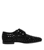 Dolce & Gabbana Black Suede Strass Derby Formal Shoes