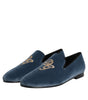 Dolce & Gabbana Blue Velvet DG Logo Loafers Formal Shoes