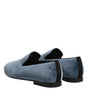 Dolce & Gabbana Blue Velvet DG Logo Loafers Formal Shoes