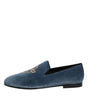 Dolce & Gabbana Blue Velvet DG Logo Loafers Formal Shoes