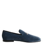 Dolce & Gabbana Blue Velvet DG Logo Loafers Formal Shoes