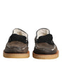 Dolce & Gabbana Brown White Calfskin Leather Loafers Shoes