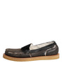 Dolce & Gabbana Brown White Calfskin Leather Loafers Shoes