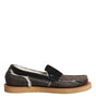 Dolce & Gabbana Brown White Calfskin Leather Loafers Shoes