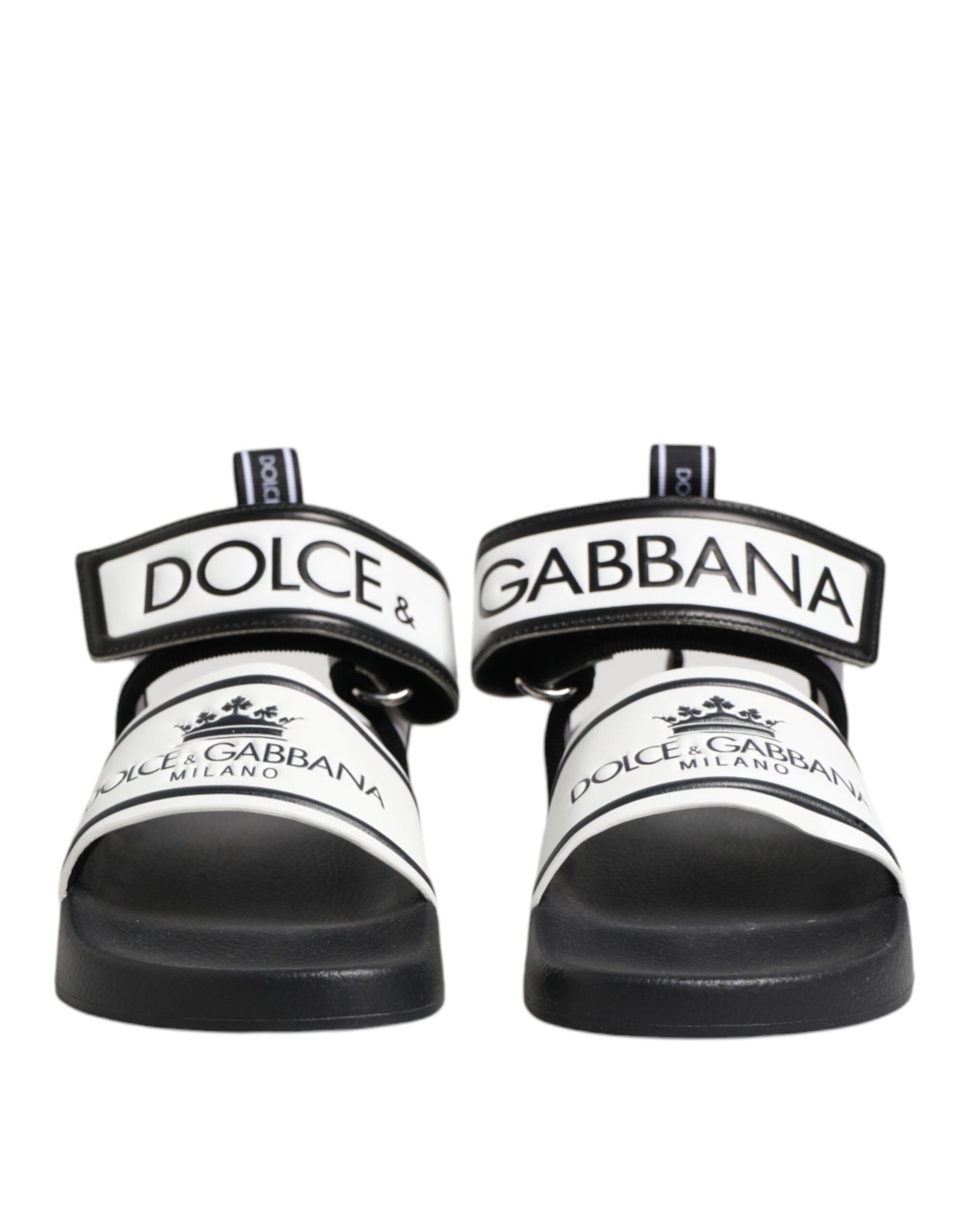 Dolce & Gabbana Black White DG Logo Slides Sandals Shoes