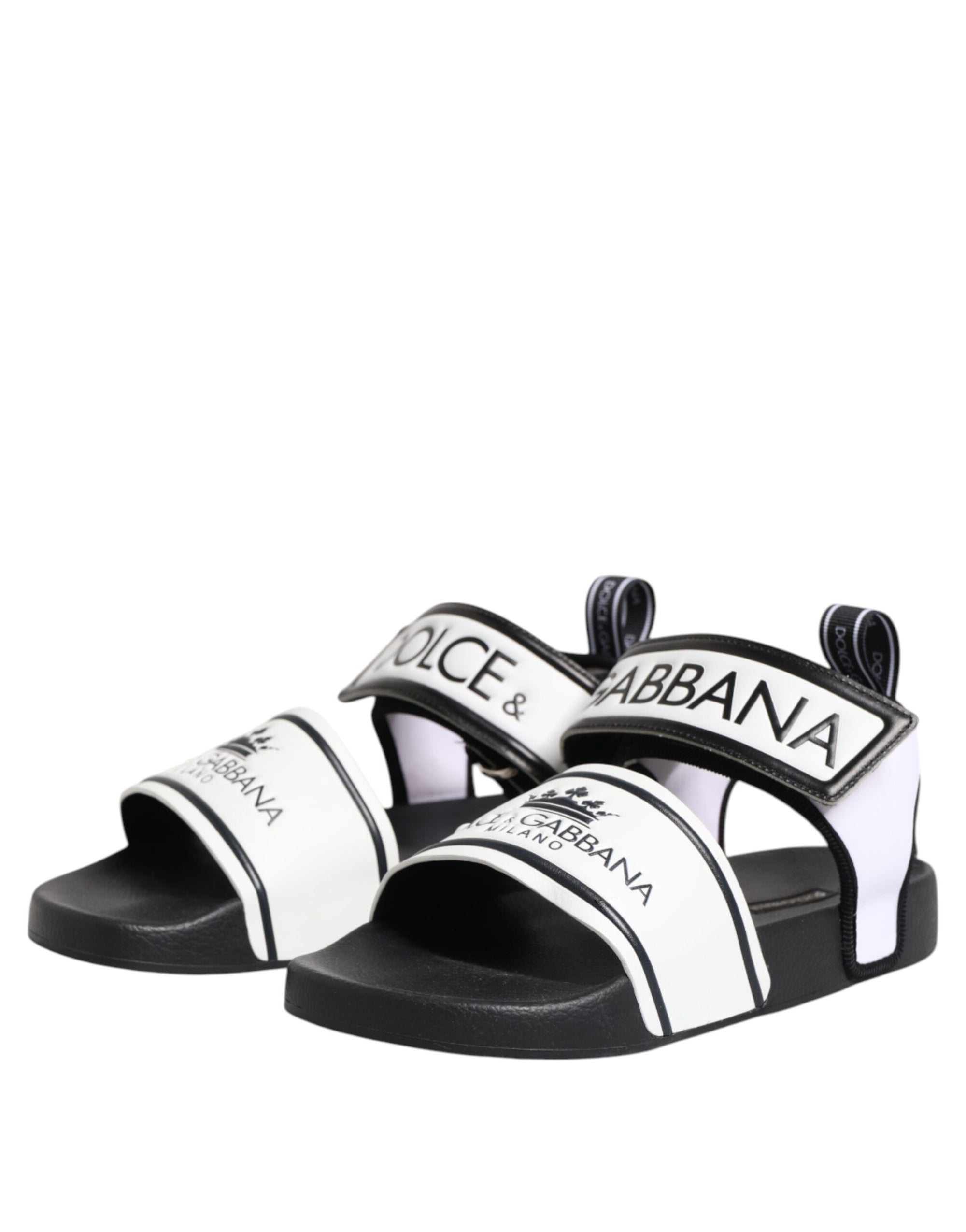 Dolce & Gabbana Black White DG Logo Slides Sandals Shoes