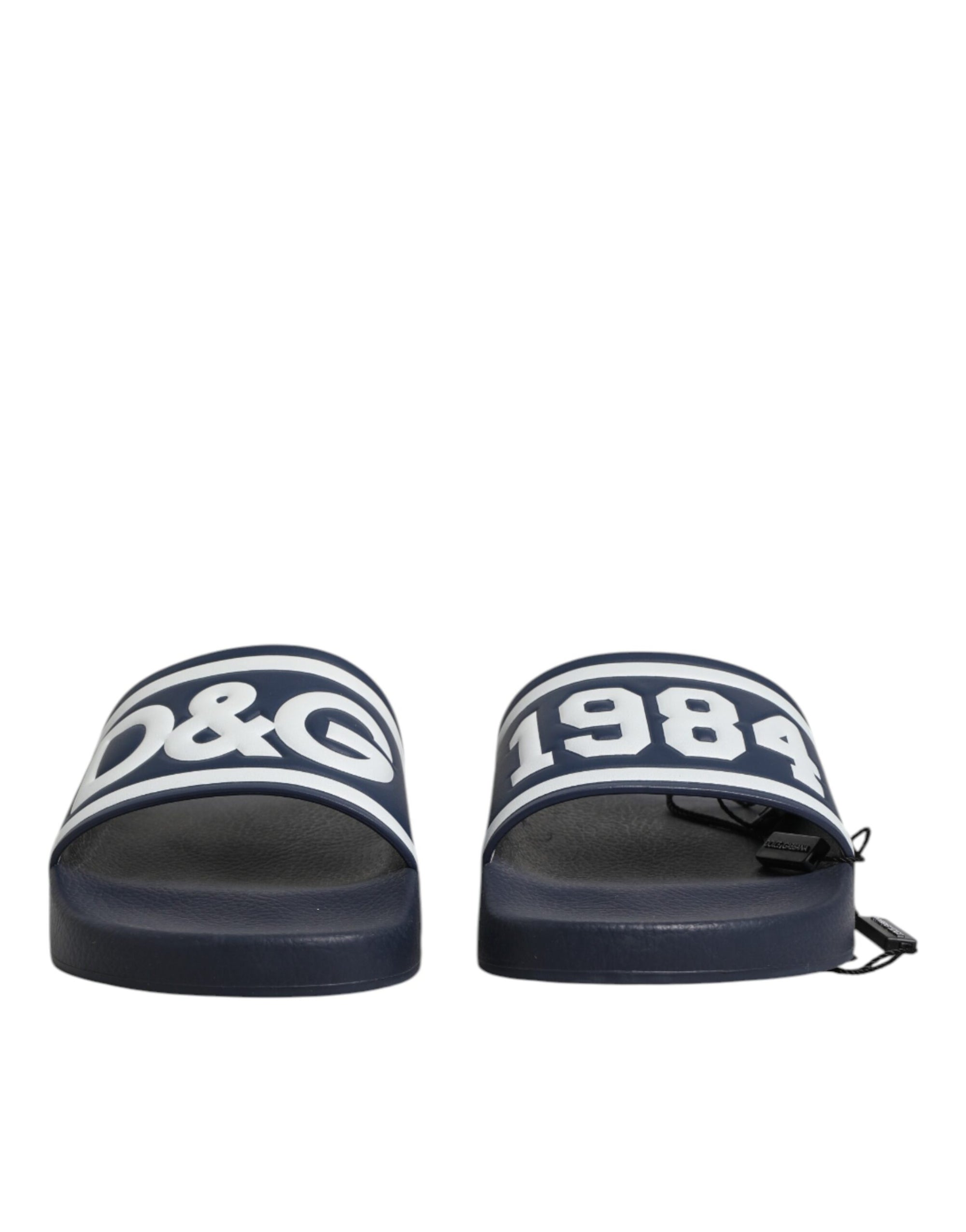 Dolce &amp; Gabbana Blue DG Logo Slides Sandals Beachwear Shoes