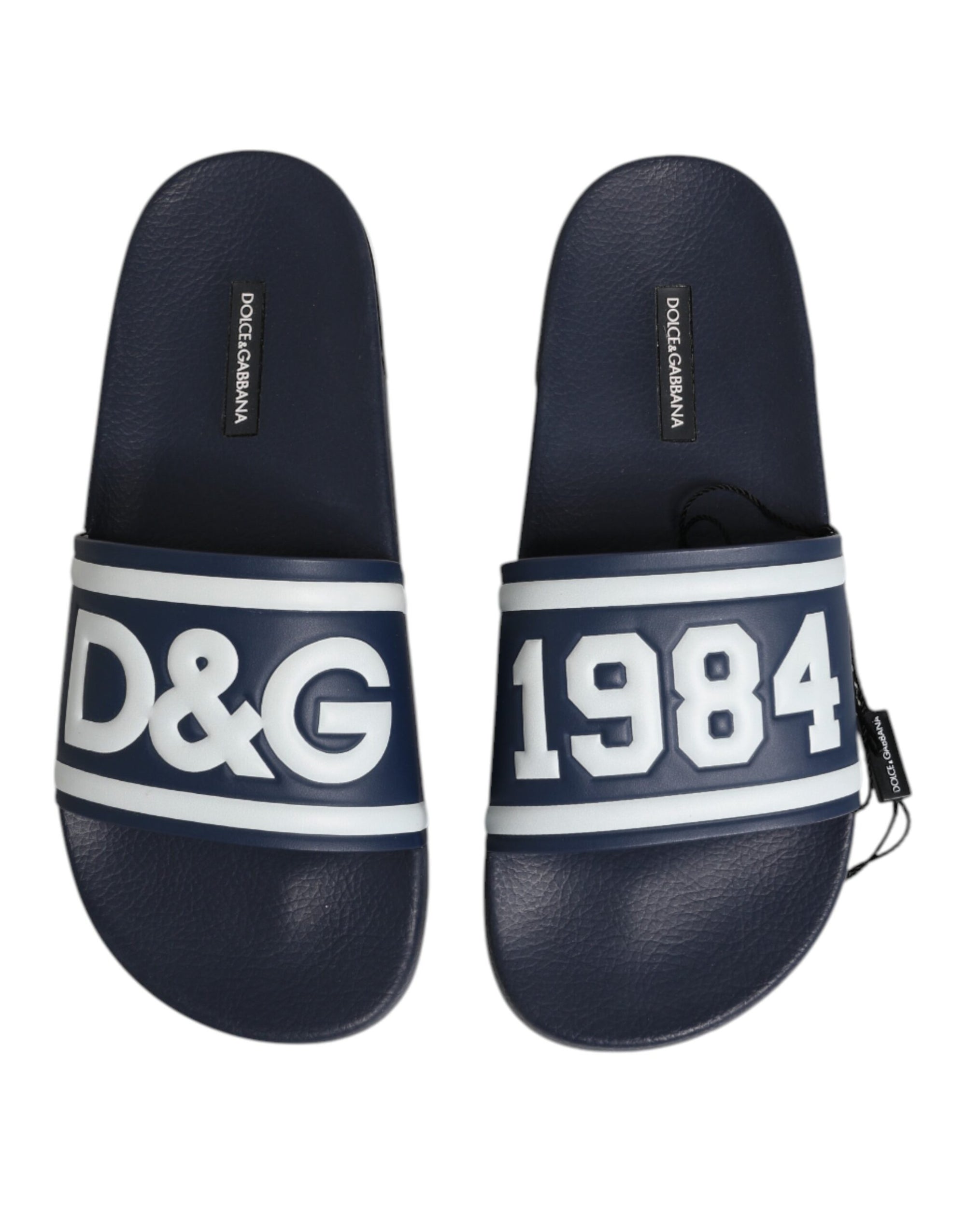 Dolce &amp; Gabbana Blue DG Logo Slides Sandals Beachwear Shoes