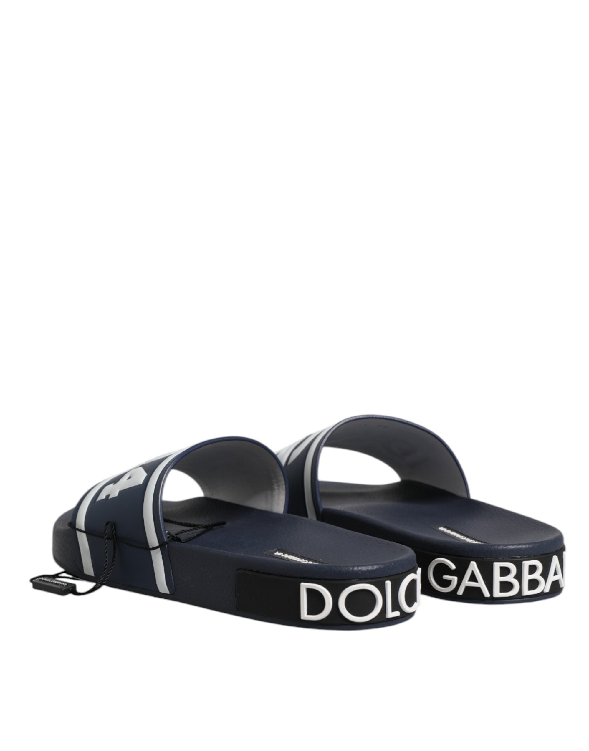 Dolce &amp; Gabbana Blue DG Logo Slides Sandals Beachwear Shoes