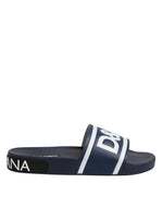 Dolce &amp; Gabbana Blue DG Logo Slides Sandals Beachwear Shoes
