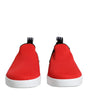 Dolce & Gabbana Red Logo Low Top Slip On Men Sneakers Shoes