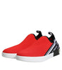 Dolce & Gabbana Red Logo Low Top Slip On Men Sneakers Shoes