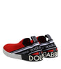 Dolce & Gabbana Red Logo Low Top Slip On Men Sneakers Shoes