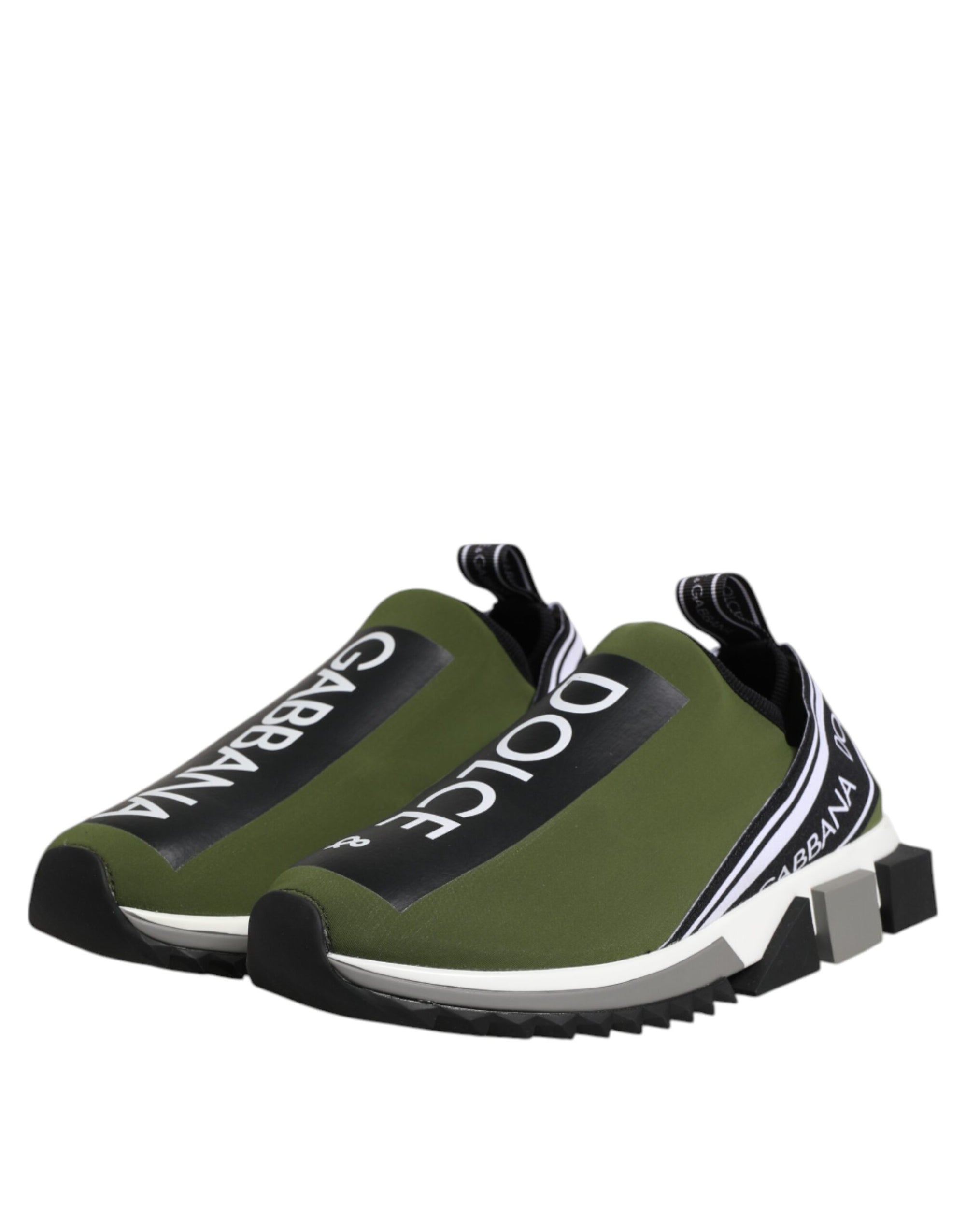 Dolce & Gabbana Green Black Slip On Sorrento Sneakers Shoes