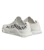 Dolce & Gabbana White Logo Print Lace Up Low Top Sneakers Shoes