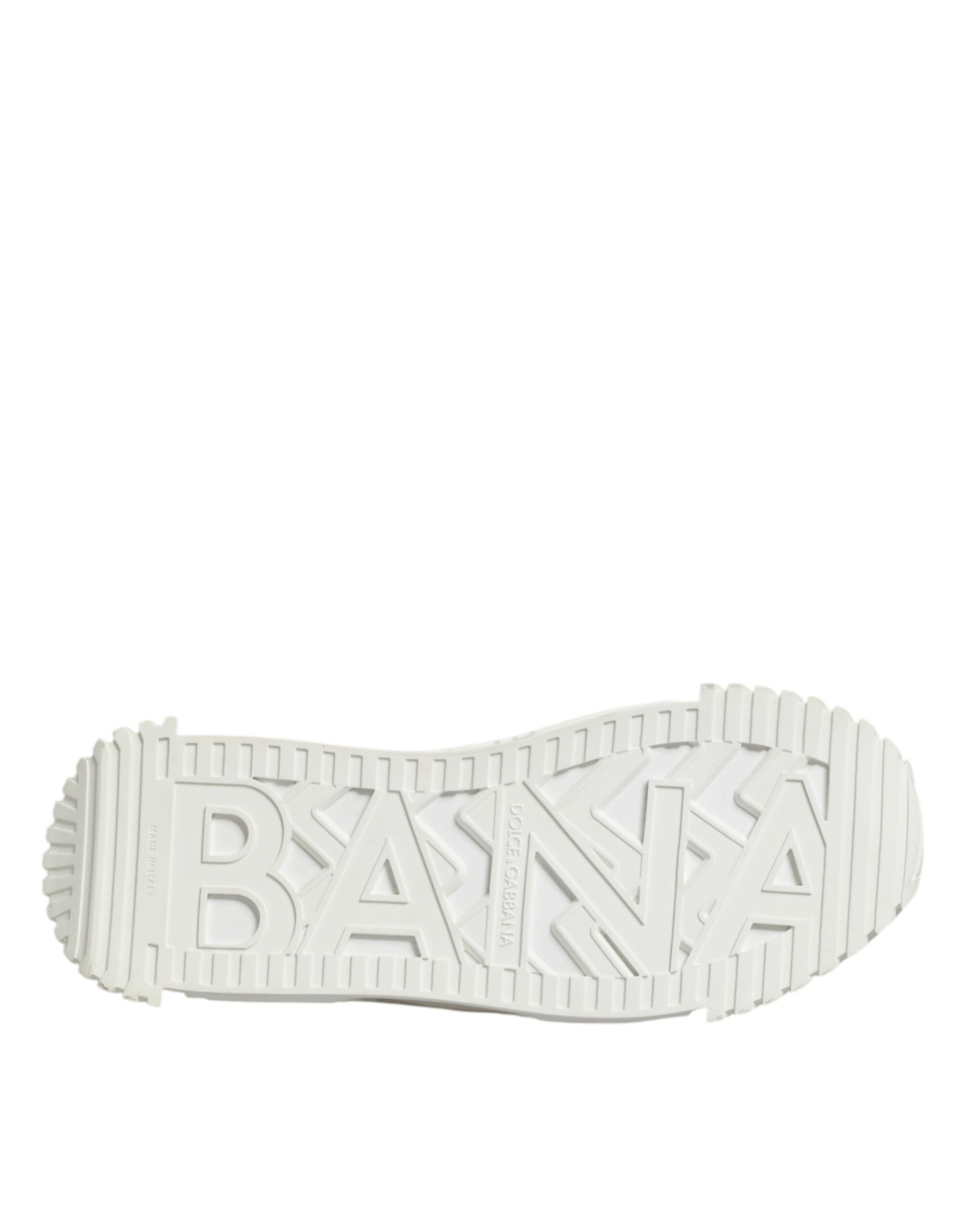 Dolce & Gabbana White Logo Print Lace Up Low Top Sneakers Shoes