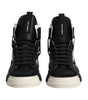 Dolce & Gabbana Black Leather High Top Logo Men Sneakers Shoes