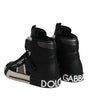 Dolce & Gabbana Black Leather High Top Logo Men Sneakers Shoes
