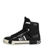 Dolce & Gabbana Black Leather High Top Logo Men Sneakers Shoes