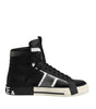 Dolce & Gabbana Black Leather High Top Logo Men Sneakers Shoes